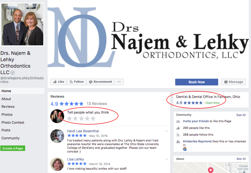 Drs. Najem & Lehky Facebook page review section